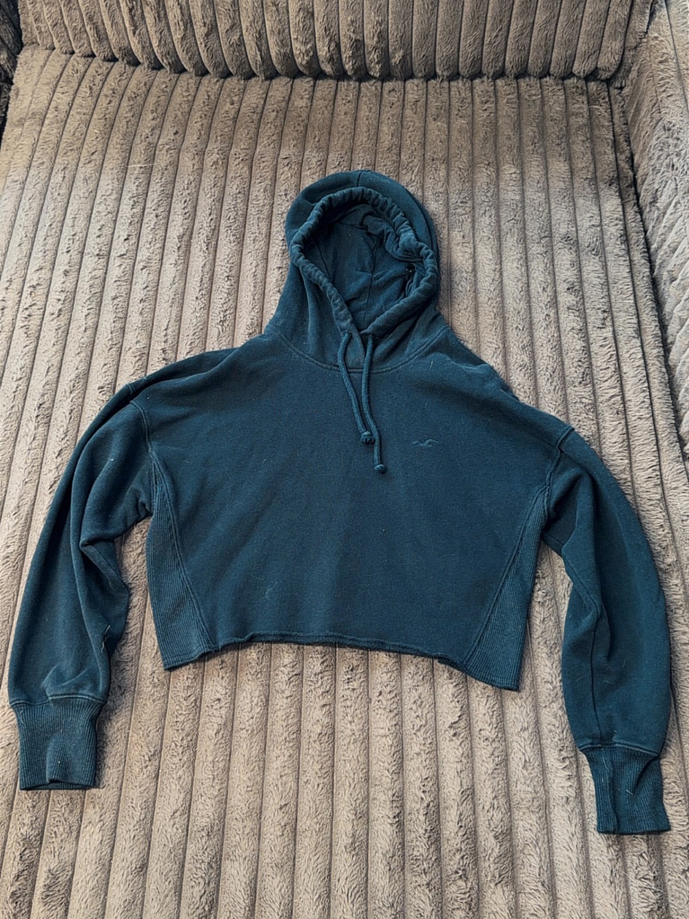 Hollister Cropped Hoodie in Deep Teal Blue